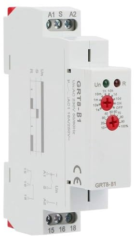 Uadme Relé Temporizador GRT8-B1, Relés Temporizador Función Única, Mini Relé de Tiempo de Retardo de Apagado, Tipo de Carril DIN AC 220V, con Indicadores LED, para Proyectos de Electrónica Industrial