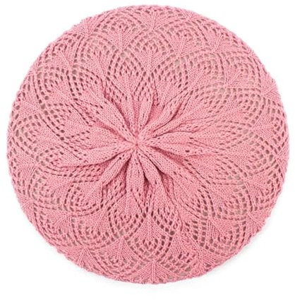 FULUJIDI Barett Baskenmützen Frauen Schnur Farbige Strick Mütze Lässig Dünne Acryl-Baskenmützen Für Frauen Damen-Künstler Mützen Mütze Rosa