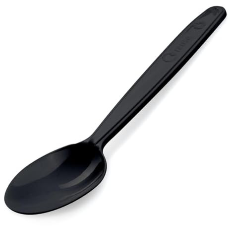 VEPATIM 100 Mehrweg Löffel 18,5 cm schwarz wiederverwendbar 125 Waschzyklen PP
