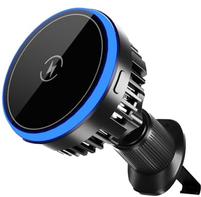 dmqdu Caricabatteria per telefono da auto, supporto per caricabatterie da auto senza fili, supporto per telefono a ricarica rapida magnetico, caricatore da auto senza fili 15 W, supporto per telefono