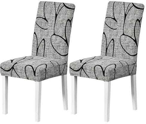 JSTHHTT Stuhlhussen 2er Set Stretch, Stuhlhussen für Esszimmerstühle, Stretch Stuhlhussen, Abnehmbarer Waschbar Stuhl Hussen, Überzug Stuhl, für Esszimmer, Küche, Restaurant und Hotel