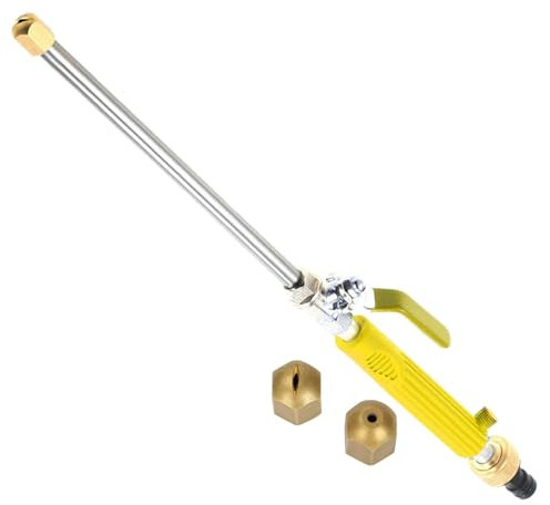 Hochdruckschlauch Düsen, 2 In 1 46,5cm Hochdruckreiniger mit Akku & Gartenanschluss | Tragbare Kabelloser Wasserpistole mit Alu/Kupfer Düsen für Garten, Terrasse, Auto & Fassaden