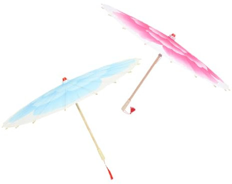 FRCOLOR 2pcs Chinese Art Classic Dance Umbrella Coaplay Peony Flower Decorative Paper Umbrella for Indoor Outdoor