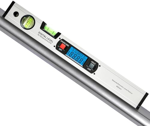 eoutil 16.3 Inch Digital Level with Backlit LCD – High-Precision Inclinometer (0.1° Accuracy) – 360° Angle Finder with Magnetic Base, ABS/INC Modes – for Construction, Woodworking, Metalworking