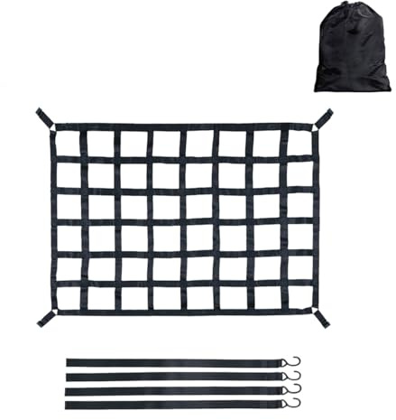NICCOO Gepäcknetz für Pickup LKW Kofferraumnetz Ladefläche 127cm*106cm | Auto Anhängernetz Frachtnetz Ladungssicherungsnetz inkl. 4* Hakenseile und 1* Aufbewahrungstasche