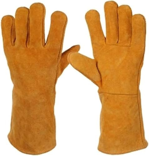 Hitzebeständige Handschuhe, Schweißerhandschuhe, Kaminhandschuhe, Hochtemperaturofen, lang gefütterte Schweißerhandschuhe, Holzfeuerhandschuhe