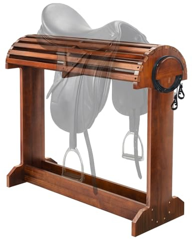 Essenhome Extra großer Sattelständer aus Holz, verbesserte Höhe und Länge mit verstärkter Stabilität, abriebfestes Design, robuster Sattelständer für Pferdezubehör, 75 x 35 x 70 cm, Walnussholz
