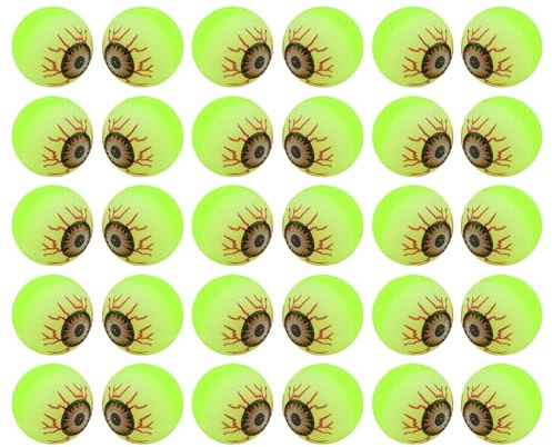 Generisch Halloween-Hüpfbälle, 30 Stück Leuchtende Augäpfel - Kleine Bälle Im Glow-in-the-Dark-Design | Ideal Für Kinder, Nachtspiele, Werfen, Fangen, Mitgebsel Oder Partydekoration
