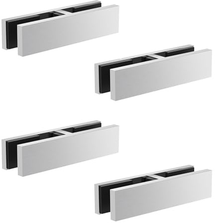 Juego de 4 abrazaderas de vidrio de acero inoxidable 304 para barandilla de piscina, conector de soporte para escaleras, balcones, patios, cubiertas, 180 grados, acabado plateado