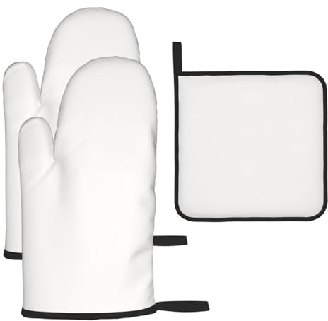 WZYWHJ Lot de 3 gants de cuisine longs et épais imprimés beige