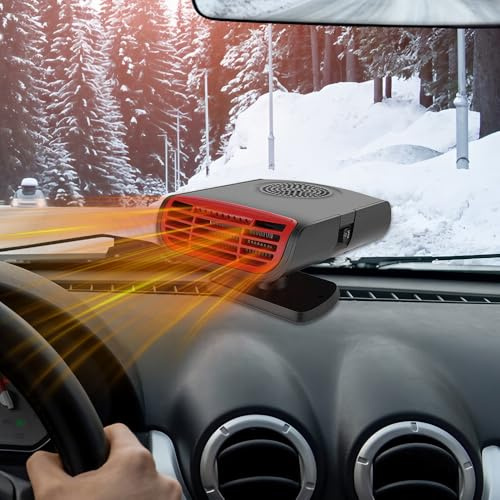 Chauffage de Voiture, Chauffage Soufflant de Voiture, Chauffage Portable pour Voiture, 2 en 1 Chauffage 12 V de Voiture, Rotatif à 360°, Pour Désembuage et Dégivrage de Pare-brise de Voiture
