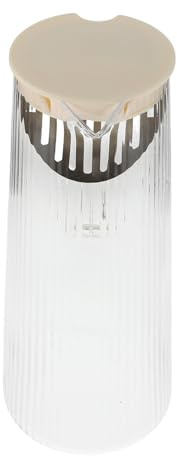 TOYANDONA Jarra de Vidrio con Tapa Hermética Diseño de Rayas Verticales Jarra para Agua Fría y Jugos para Nevera y Bebidas Refrescantes
