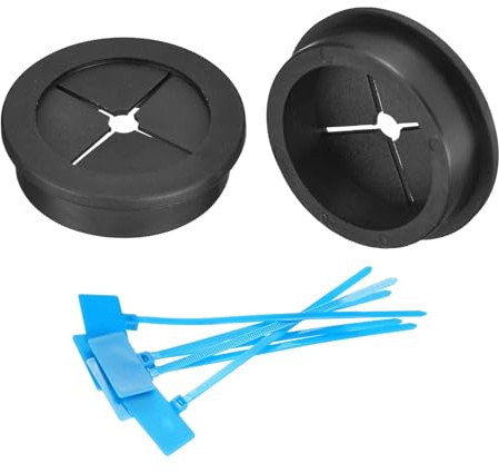 QUARKZMAN 2 Piezas De Pasacables De Goma De 1-9/16(40mm) Con Bridas Marcadas Para Protección De Cables En Hogar Y Oficina Negro
