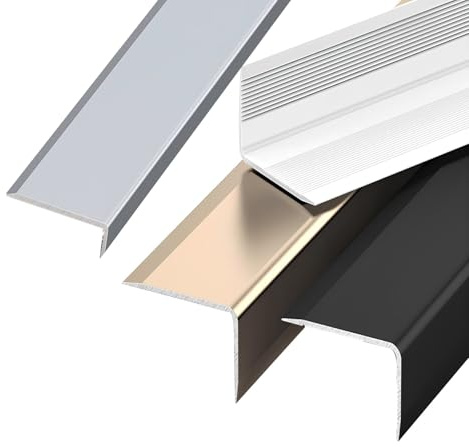Treppenkantenprofil L-Profil Aluminium Übergangsleiste Cuttable Treppenprofil Übergangsschiene Bodenübergangsstreifen(White,1.5x120cm)