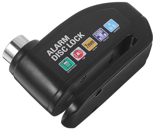 TOGEVAL Candado de Disco Alarma para Motocicleta Negro, Bloqueo de Freno de Disco para Bicicletas de Montaña y Carretera, Accesorio Antirrobo Seguro para Motos, Sistema de Alarma
