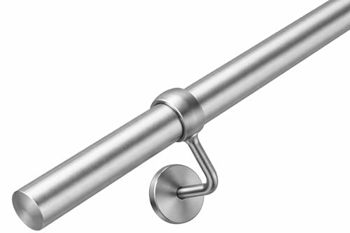 3.6m Banister Stair Handrail Kit – Stainless Steel Rail & Brackets | Complete Banister Kit, FIRA Tested & BS 6180:2011 Complaint, 10 Year Warranty, Durable Construction, Easy Maintenance