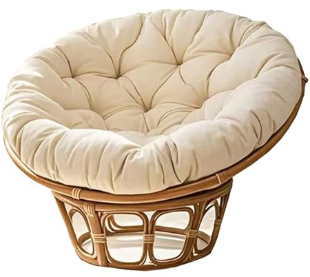 Coussin De Chaise Hamac en Coton Rembourrage Épais Coussin Rond for Balançoire D‘Extérieur for Meubles en Rotin Fauteuil Papasan Détente Jardin Terrasse(Beige,120cm)