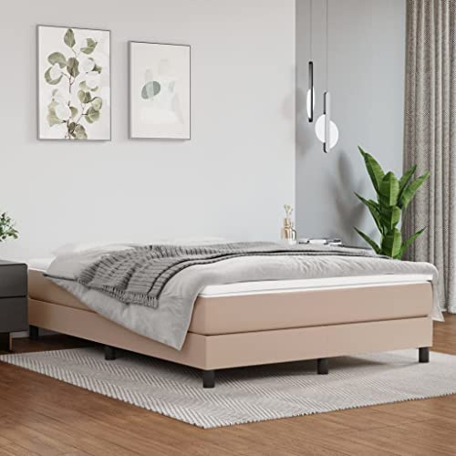 Runheo Innermadrass med fickfjäder medium cappuccino 140 x 190 x 20 cm konstläder med fickfjädrar och skum ergonomiskt ventilerande vändbar för sovrum gästsäng, ryggkomfort