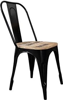 Chaise Industrielle - Bois Massif de manguier Brut - Fer et Bois imprimé - Factory #134