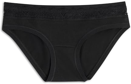 Cotonella, Mini-Slip de Algodón Suave Bielástico - Bordes Extra-cómodos en la cintura y las piernas - Inserto de encaje elástico Suave en la cintura - Art. GD166k2, Negro , 5/XL