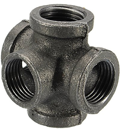 Tutoy 1/2 3/4 1 5 vías de Montaje de tuberías de Hierro maleable Enchufe Negro Conector de Tubo Hembra - 1 Pulgada