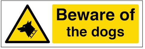 VSafety Beware Of The Dogs skylt - landskap - 300 mm x 100 mm - 2 mm styv plast