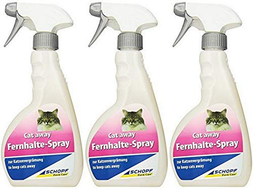 3 x Schopf Cat Away Fernhaltspray Doppelpack je 500 ml in Sprühflasche für Innen und Außenbereich