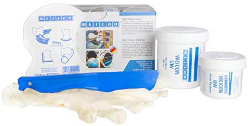 WEICON 10440002 UW Epoxidharz Plastik-Stahl 200g für feuchte und nasse Oberflächen, weiß