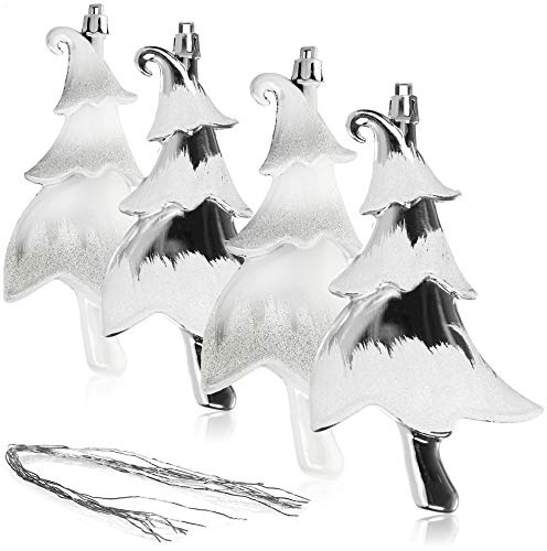com-four® 4X Christbaumanhänger Tannenbaum, Christbaumschmuck | Weihnachtsbaum-Anhänger in Tannenbaum-Form - bruchfest