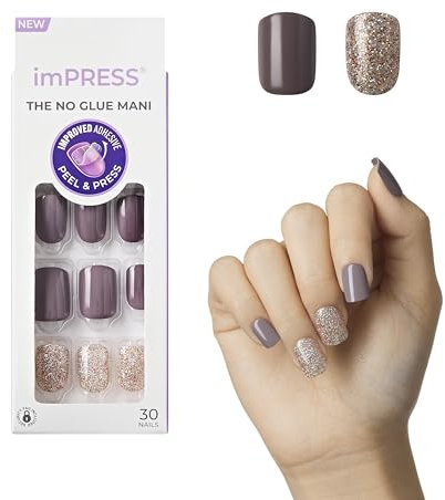 KISS imPRESS Press-On Manicure, Flawless, Short Length Square, with PureFit Technology, Includes Prep Pad, Mini File, Cuticle Stick, and 30 Fake Nails