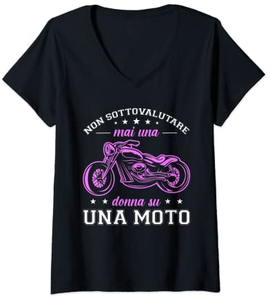 Donna Motociclista Regalo Motociclismo Donna Su Una Moto Maglietta con Collo a V
