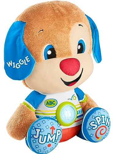 Fisher-Price HCJ15 - Lernspaß Riesen Hündchen, großes musikalisches Plüschtier mit Lerninhalten für Kleinkinder und Kinder, Babyspielzeug ab 18 Monaten – deutschsprachig