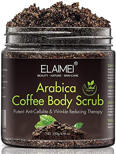 Scrub al caffè naturale con scrub corpo al caffè biologico, miglior trattamento dell'acne, anticellulite e smagliature, terapia con ragno venoso per vene varicose ed eczema