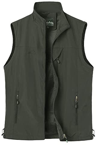 Btmpmcs Herren Outdoor Weste mit Vielen Taschen Schnelltrocknende Anglerweste Leicht Atmungsaktiv Ärmellose Jacke Jagd Fotografie Camping Weste Nylon Multifunktionsweste