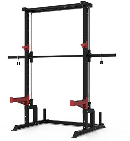 Train Hard Half Cage knäböjningsställ Squat Rack Power Rack Smith Machine Multipress (Rack + Smith Machine & Pull-drage)
