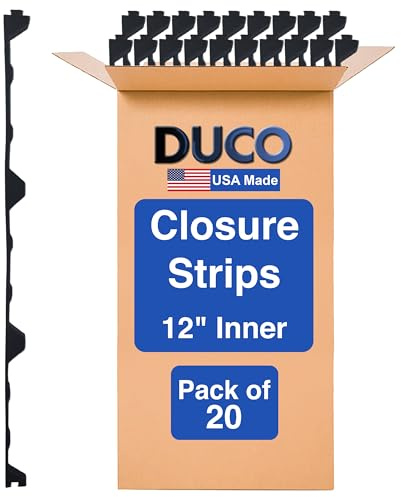 Duco USA-Made R Panel Foam Closure Strips - 20 Pack of 3ft Black Corrugated Roof Foam Strips for Metal Roof Insulations - Weatherproof Insulation Seal Blocks Moisture, Gaps, Noise & Dust