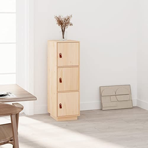 WIFESE Highboard 34x40x108,5 cm Massivholz Kiefer Wohnzimmerschrank Mehrzweckschrank Büroschrank Aktenschrank Haushaltsschrank Vorratsschrank für Wohnzimmer Esszimmer Klassisches Design