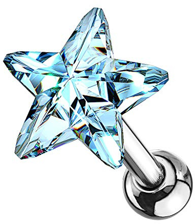 Taffstyle Tragus Knorpel Piercing Kristall Stern Stecker Stud