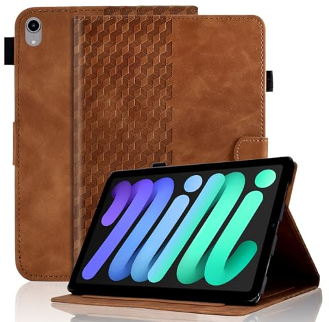 Vkooer Case for iPad Mini 7 (A17 Pro) 2024 7th Generation/iPad MINI 6th Generation 2021 8.3 inch, PU Leather Folio Flip Cover Smart Shell with Auto Sleep/Wake Multi Angle Viewing Stand, Brown