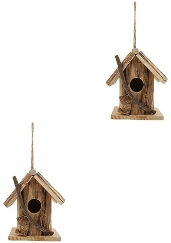 2 st fågelhus deco utomhus fågelmatare hängande fågelmatare i trä hängande fågel wodoen duva bur dekorativ Vit trä Husdjur Heminredning Husdjur Fåglar Bo Trädgårdsdekoration naturlig/1261