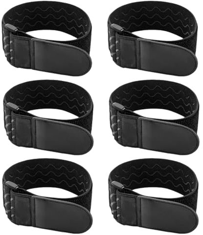INGJIA Gurtbänder, 6Pcs Elastische Gurte mit Klettverschlüssen, 3 Größen (60/45/30cm x 5cm), Klettband mit Schnalle für die Organisation Ihrer Verlängerungskabel, Schläuche, Fahrrad, Werkstatt, Garage