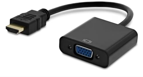 TechExpert Adaptateur HDMI vers VGA, (mâle vers Femelle) pour Bureau, Ordinateur Portable, PC, Moniteur, projecteur, HDTV, Chromebook, Raspberry Pi, Roku, Xbox et Plus - Noir