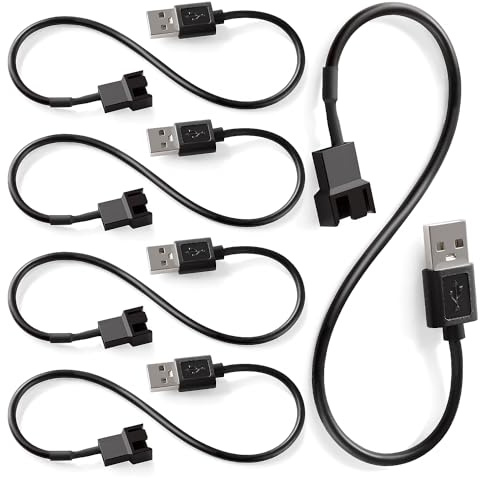 KUOQIY 5 Stücke 30cm USB auf 3-Polig / 4-Poligen PWM 5 V Ummanteltes Lüfterkabel, USB auf 3 Pin / 4 Pin Gehäuselüfter Adapter Anschlusskabel, USB-3Pin/4Pin-Kabel