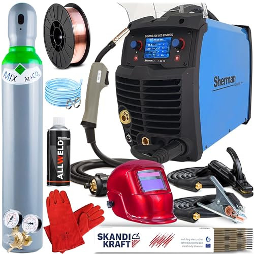 Sherman DIGIMIG 205 LCD SYN - Soldador Inverter Profesional 200 A - Sinergia - MIG/MAG, MMA, TIG Lift, Flux - Memoria de Ajustes - 2 Tiempos y 4 Tiempos, Función Fan Stop - Set ProPlus