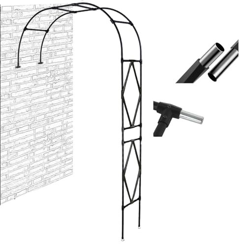 Rosenbogen Torbogen Pergola Spalier Langlebiger Gartenbogen Rankgitter Rosenhilfe Wetterbeständig Garten Decoration Und Verzierung Kletterer W1.2xH2.4(m) W1.8xH2.4(m) W2.4xH2.4(m) Halbbogen(Schwarz,W2