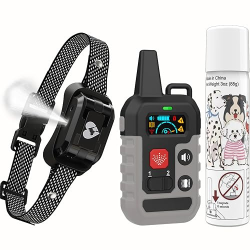 Citronella Dog Training Collar with Remote【Only Work with Remote】 4 Modes | Beep/Vibration/Spray/Spray Enhancement, Compact Humane Safe Rechargeable Dog Anit Bark Spray Collar, 300M Range
