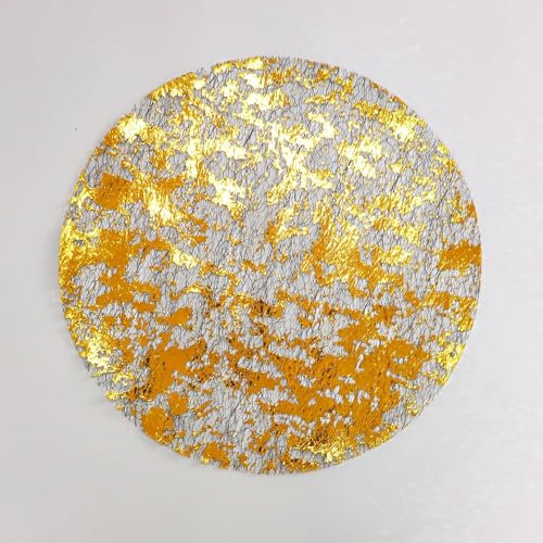 Tovagliette Rotonde Nere e Oro, 12 Pezzi Tovagliette Colazione Sottopiatti Rotondi Rete Placemats, Tappetini da Pranzo in Lamina d'oro, Decorazione per Tavolo da Pranzo, Cucina, Ristorante, Matrimoni