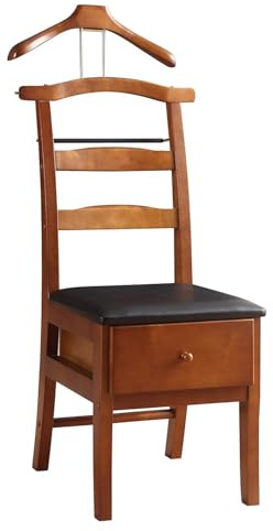 Bärare i Trä Rum Klädhängare Klädhängare Hängare Servo Herrar Fristående Död Servo Modern, Valet Stol med låda, Hängare, Bar och Tie Belt Bar Byxor