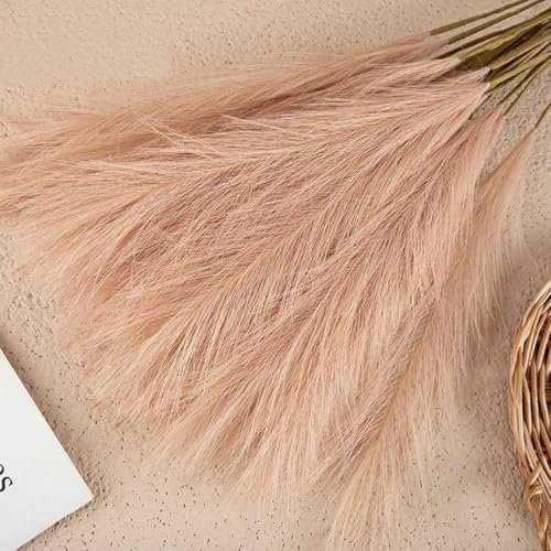 Herbe de pampa artificielle de petite taille, fausses fleurs décoratives, roseau en soie, bouquet de plumes simulées, arrangement floral pour la maison, accessoires de bricolage-06
