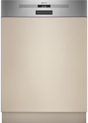 NEFF S145ECS15E, N 50, Smarter Geschirrspüler Teilintegriert 60 cm, Spülmaschine Made in Germany, Besteckschublade, sehr leise, Open Dry, starke Reinigung mit Chef 70°C, Smart Start, Gebürsteter Stahl